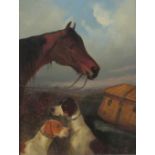 Colin Graeme Roe (Scottish 1855-1910): Horses with Hunting Dogs in Moorland settings,