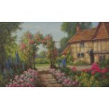 F Bamber (Early 20th century): Cottage Garden,