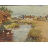 James William Booth (Staithes Group 1867-1953): Ducks on the Stream at Thornton Dale,