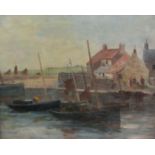 David Fulton (Scottish 1848-1930): Village Quayside with Fishing Boats,