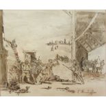 Thomas Rowlandson (British 1756-1827): 'Under Seige', pen brown ink and wash signed and dated 1791,