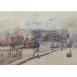 Frank Saltfleet (British 1859-1937): Paddle Steamers in Scarborough Harbour,