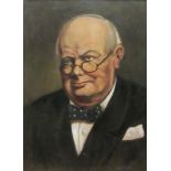Horace Sequeira (British 1887-1973): Winston Churchill - bust portrait, oil on panel signed,