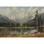 Meyer Muenchen (20th century): 'Garmisch-Partenkirchen' - Alpine Landscape, oil on canvas signed,