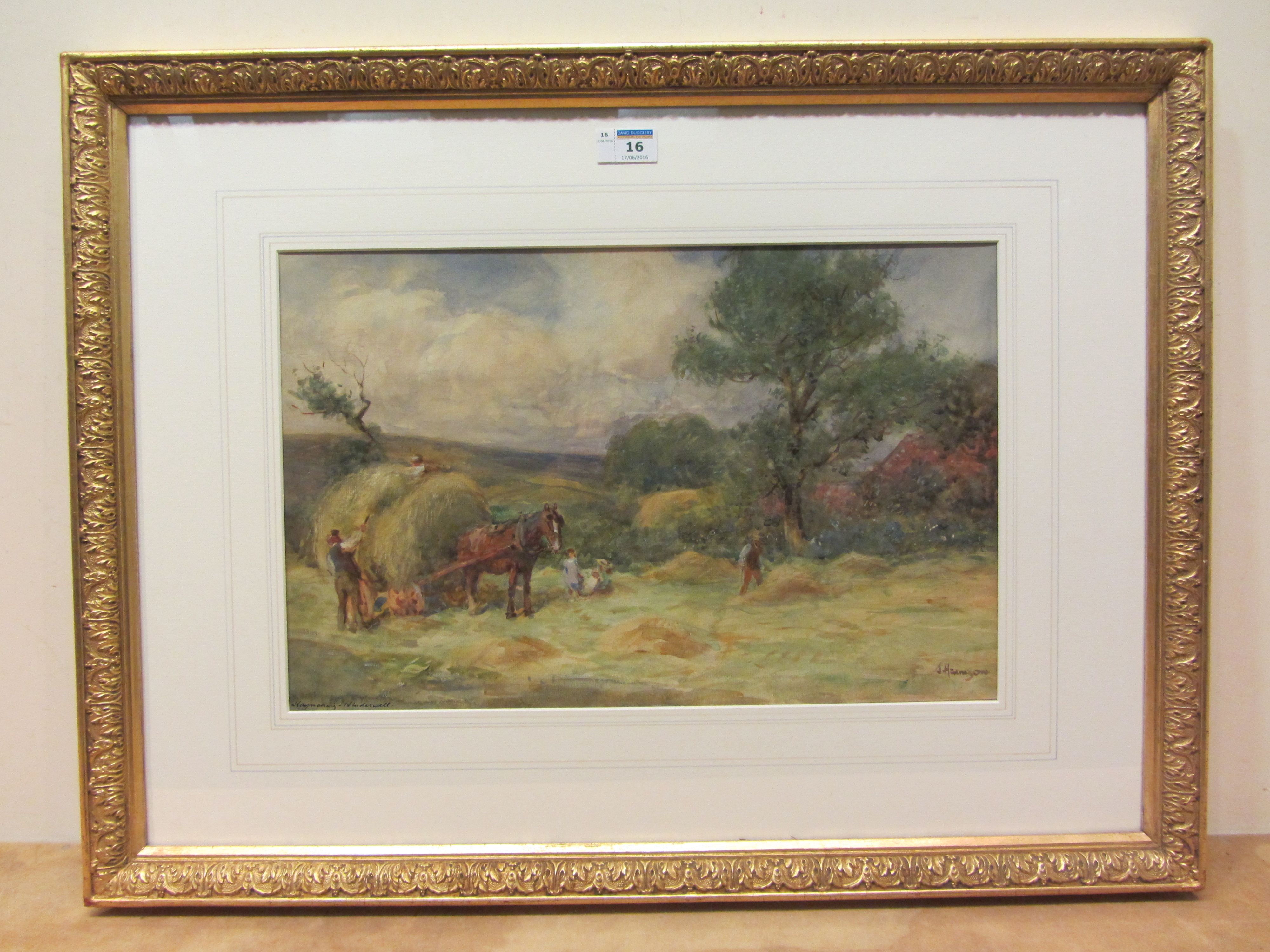 John Atkinson (Staithes Group 1863-1924): "Haymaking - Hinderwell" Nr. - Image 2 of 2