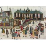 Alan Tortice (Northern British 1948-): 'The Old School', oil on board signed,