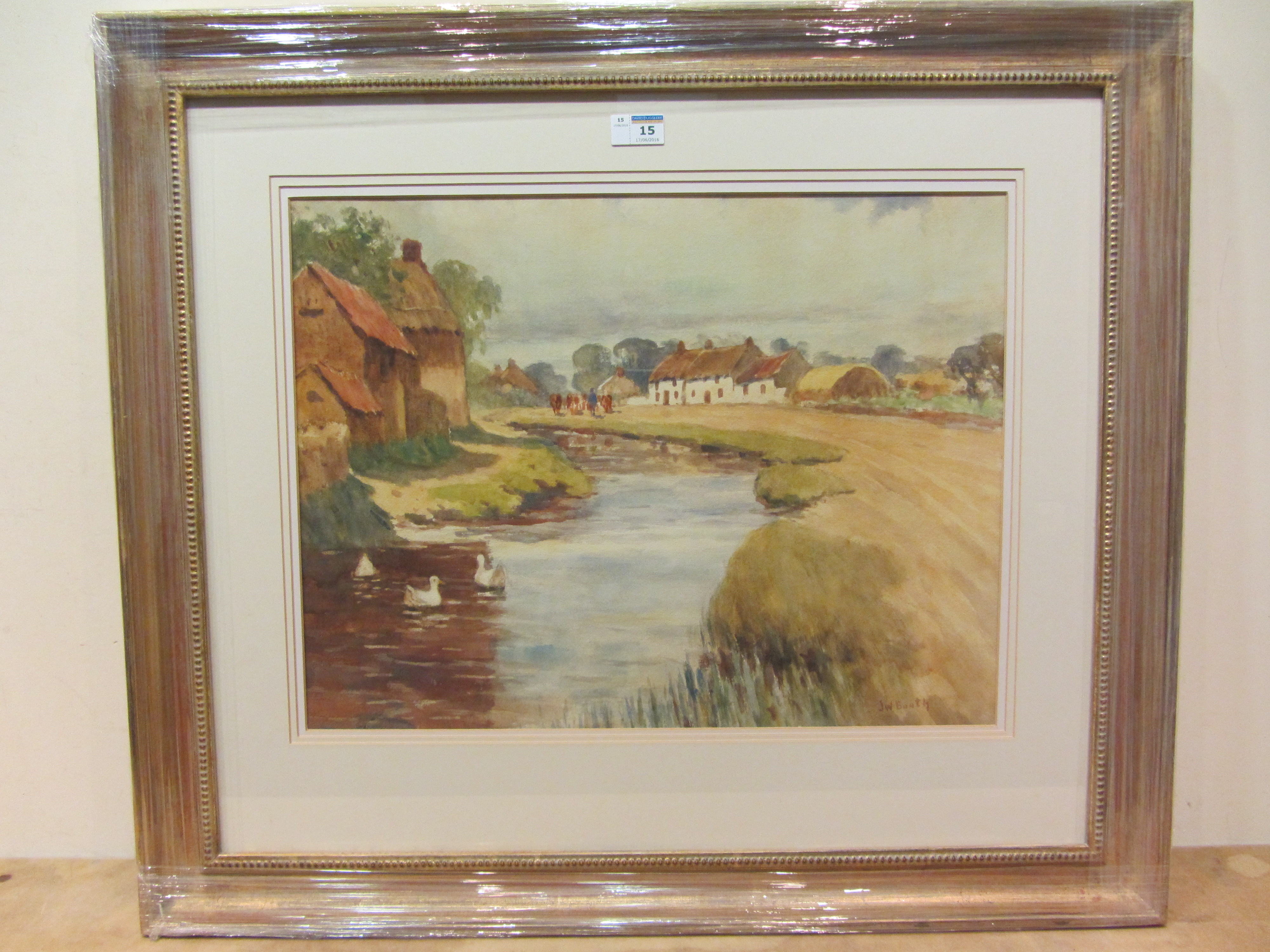 James William Booth (Staithes Group 1867-1953): Ducks on the Stream at Thornton Dale, - Image 2 of 2