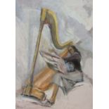 Dorothy Bradford (British 1918-2008): 'Harpist', oil on canvas signed,