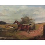 James Clark (British 1858-1943): 'Broken Free' - Bay Carriage Horse Joins the Hunt,