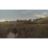 Arthur Friedenson (Staithes Group 1872-1955): Boy and Girl Fishing in the Meadow,