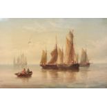 Henry Moore of Hull (British 19th century): Fishing Boats Becalmed,