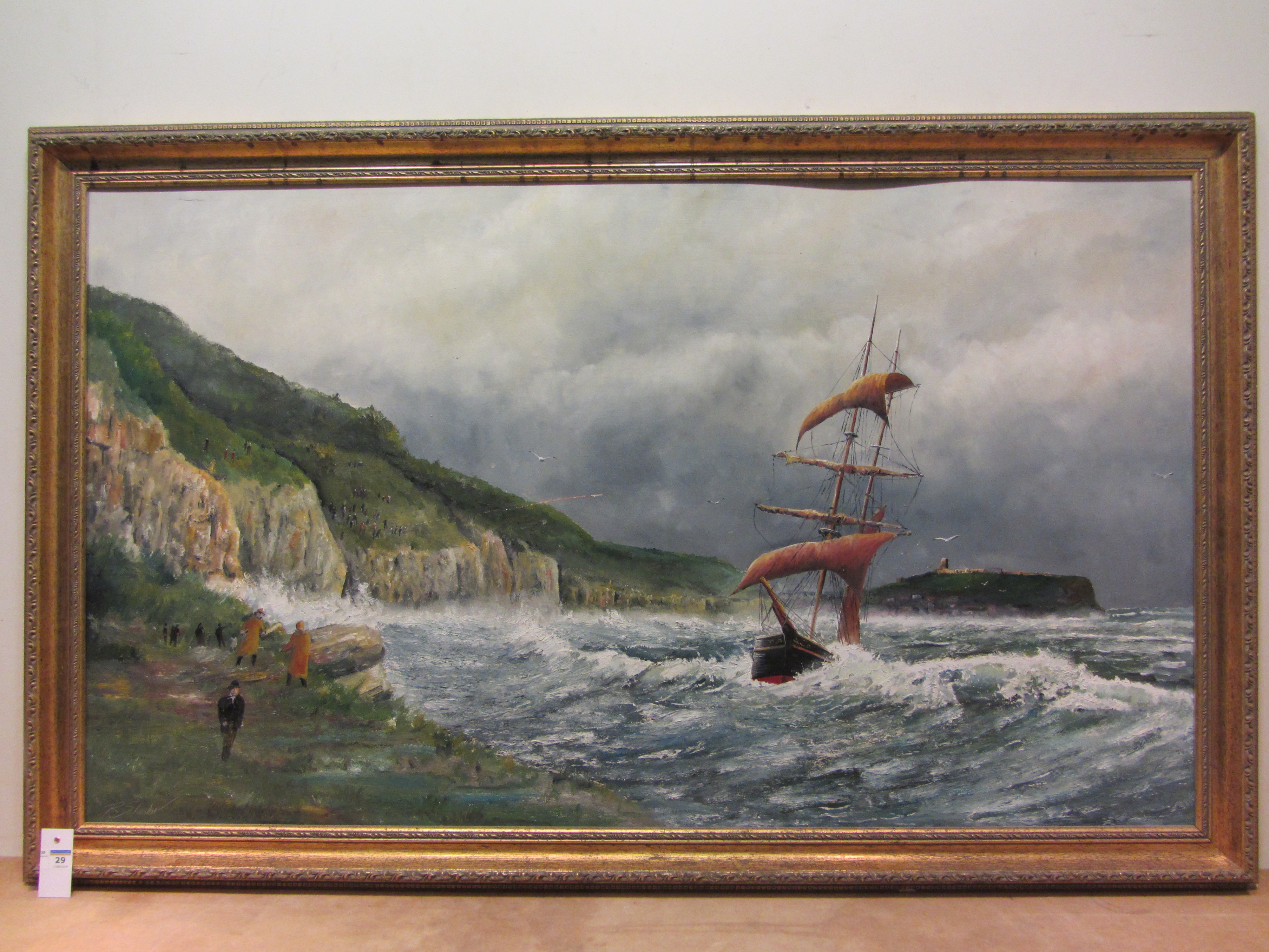 Robert Sheader (Late 20th century): Sailing Vessel in Distress Cornelian Bay Scarborough, - Image 2 of 2