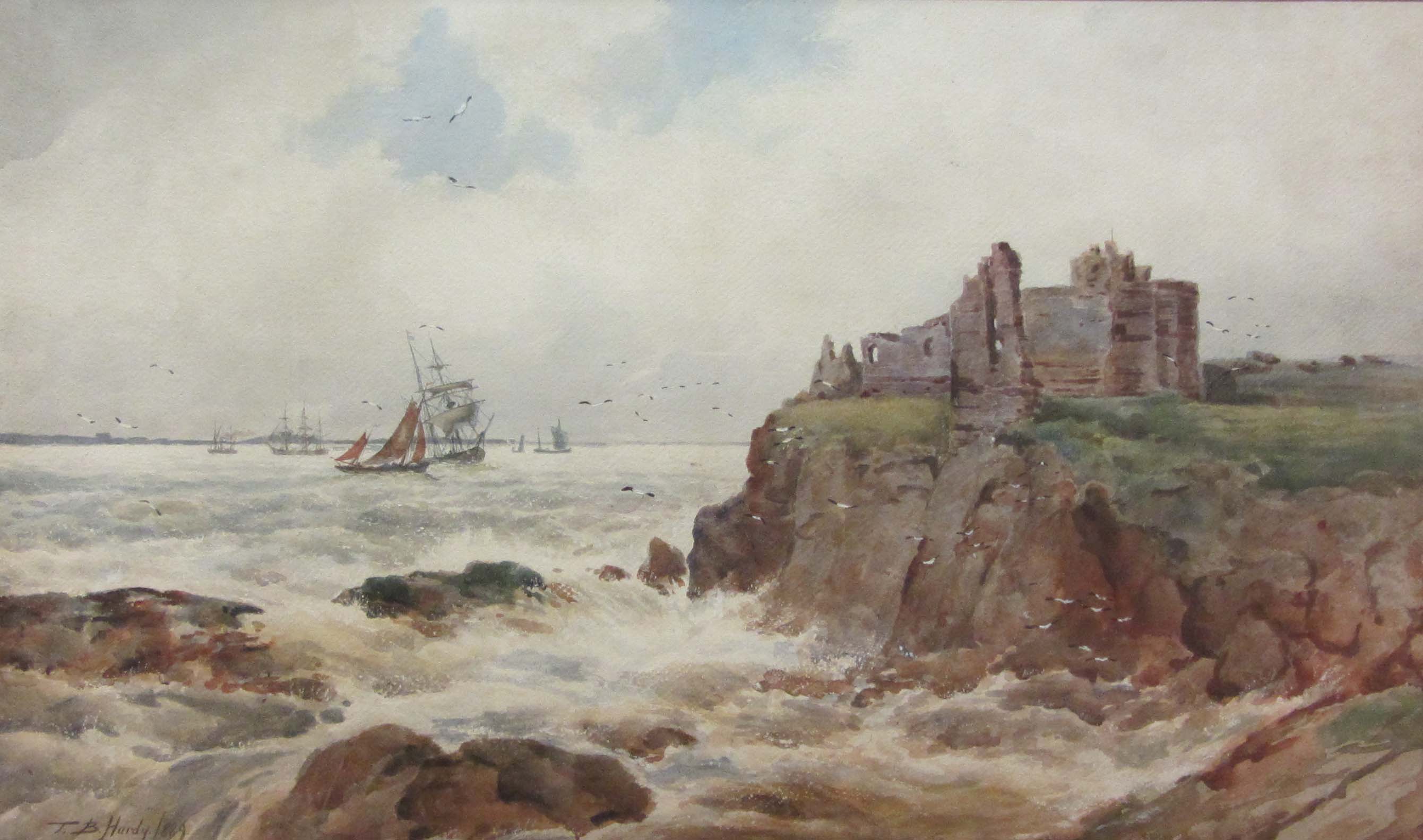 Thomas Bush Hardy (British 1842-1897): Shipping off Tynemouth, watercolour signed and dated 1889,