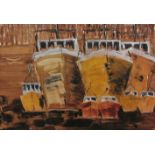 Elspeth Milnes (British Contemporary): Fishing Boats in Scarborough Harbour,