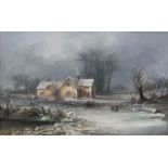 Edward Partridge (Exh.1880-1896): Winter Landscapes, pair oils on board signed 13.