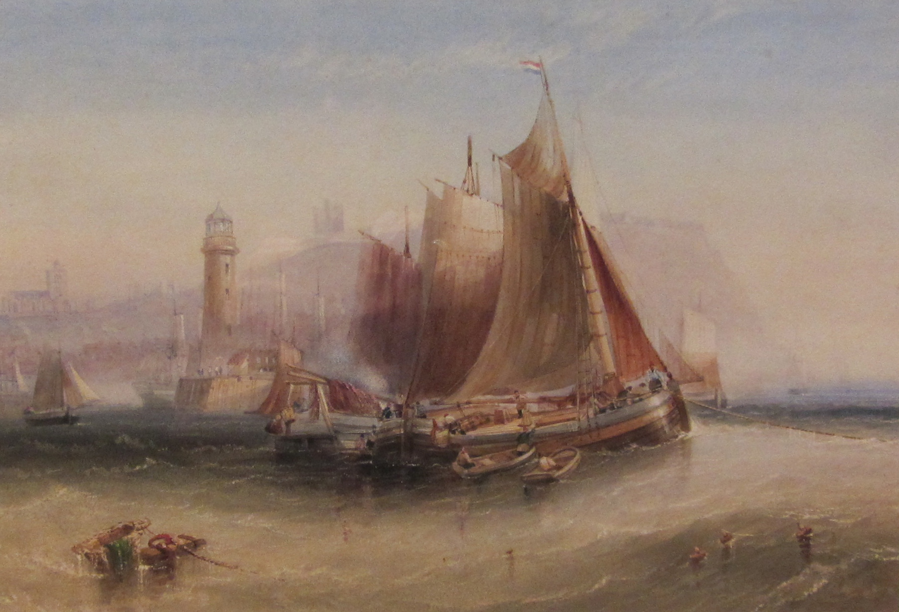 Henry Barlow Carter (British 1804-1868): Fishing Boats Anchored outside Scarborough Harbour,