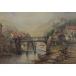 Frederick William Booty (British 1840-1924): The Bridge Staithes, watercolour signed and dated 1919,