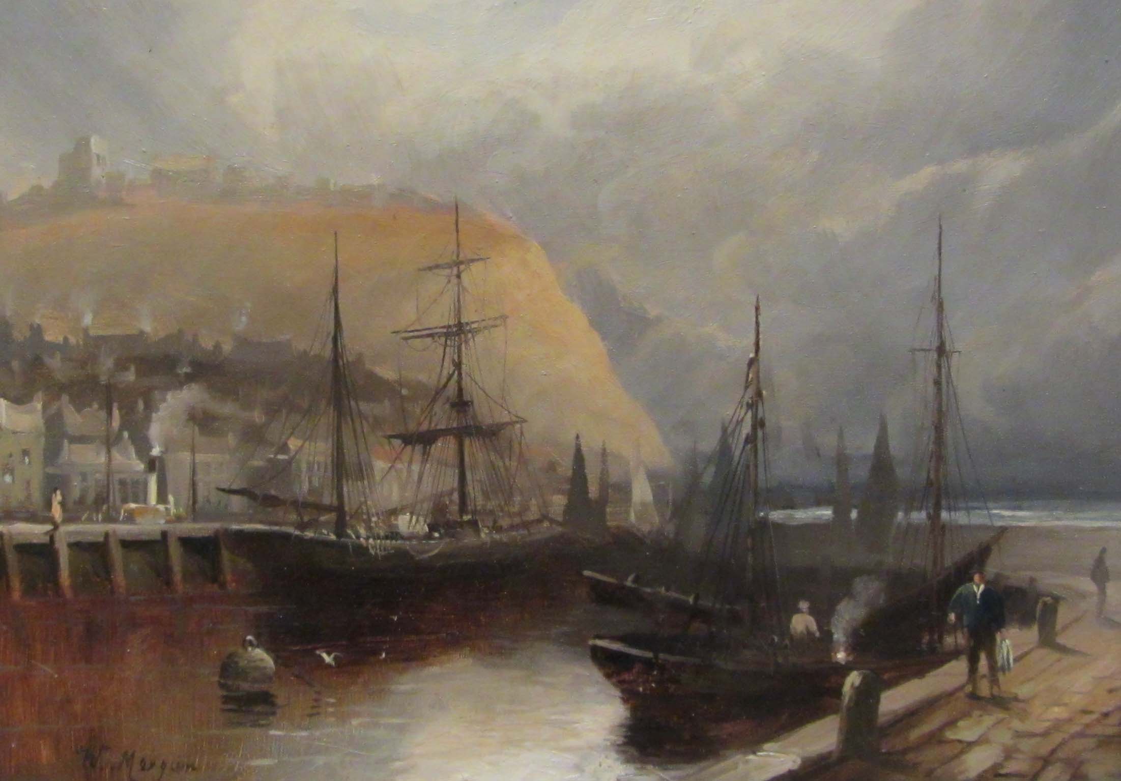 Walter Linsley Meegan (British c1860-1944): 'Scarborough Harbour', oil on canvas signed 24cm x 34.