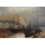Walter Linsley Meegan (British c1860-1944): 'Scarborough Harbour', oil on canvas signed 24cm x 34.