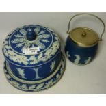 Wedgwood Jasperware cheese dome and a similar biscuit barrel (2) Condition Report