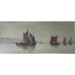 Fishing Boats at Anchor, watercolour signed and dated T B Hardy 1885,