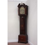 George III inlaid mahogany longcase clock, brass dial signed 'Nm Ponley Asby' Tempus Fugit,