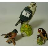 Royal Doulton 'Merlin' Scotch Whisky decanter and two other Beswick birds - 'Goldfinch' and