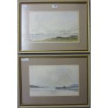 'Rum and Eigg from the North Coast of Ardnamurchan', pair Scottish watercolours signed,