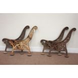 Two pairs Victorian cast iron bench ends Condition Report <a href='//www.