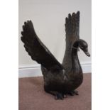 Cast iron bronze finish swan figure, H67cm Condition Report <a href='//www.