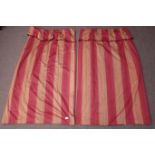 Fabric Gallery York Osborne & Little red/gold interlined curtains with pleated and tasseled headers,