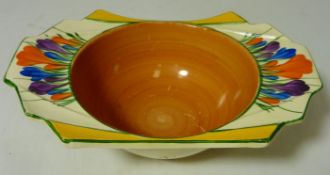Bizarre by Clarice Cliff for Newport Pottery 'Crocus' pattern Daffodil shape grapefruit bowl L17.