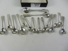 Pair of Victorian silver salt spoons London 1843 and a collection of salt and mustard spoons all