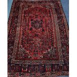 Persian Shiraz red and blue ground rug carpet,