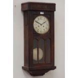 20th century oak wall clock, H80cm CLOCKS & BAROMETERS - as we are not a retailer,