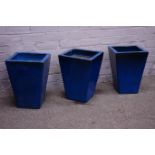 Three blue glazed terracotta planters Condition Report <a href='//www.