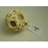 Large 19th century Chinese Canton ivory puzzle ball finely carved with dragons dia.