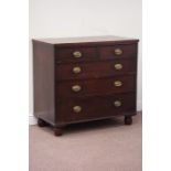 19th century mahogany chest fitted with two short and three long drawers,