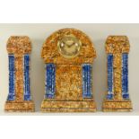 20th century French painted marble effect clock garniture CLOCKS & BAROMETERS - as we are not a