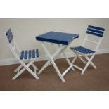Blue and white finish square top folding garden table (60cm x 60cm, H75cm),