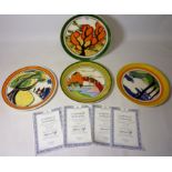 Four large Wedgwood for Bradford Exchange Clarice Cliff collector's plates,
