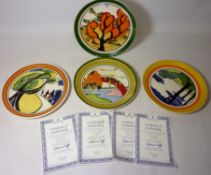 Four large Wedgwood for Bradford Exchange Clarice Cliff collector's plates,