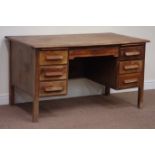 Early 20th century vintage retro oak kneehole desk,