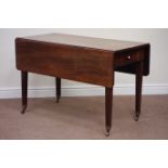 19th century mahogany drop leaf Pembroke table fitted with single drawer to end, 113cm x 112cm,