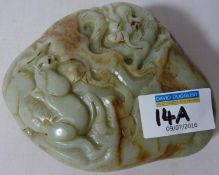 18th century pebble jade scroll weight, carved with a dragon and a horse L12.