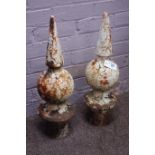 Pair of Victorian cast iron sphere spire gate finials Condition Report <a