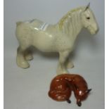 Beswick dapple grey shire horse and a Beswick fox (2) Condition Report <a