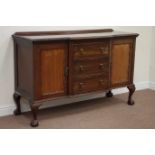 Early 20th century mahogany sideboard fitted with three drawers and two cupboards,
