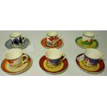 Three Wedgwood for Bradford Exchange limited edition Clarice Cliff 'Cafe Chic' collection coffee