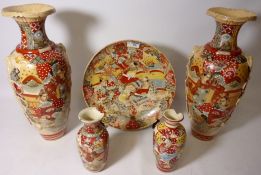 Pair large Japanese Satsuma vases H41.